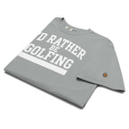 'I'D RATHER BE GOLFING' VARSITY + ICON + SMILEY GOLF on unisex t-shirts - Red
