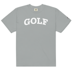 GOLF + ICON & WHITE RECTANGLE LABEL on heavyweight t-shirt