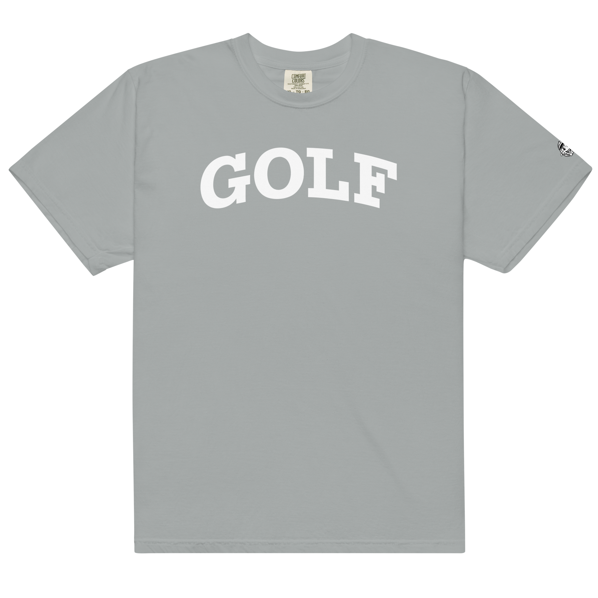 GOLF + ICON & WHITE RECTANGLE LABEL on heavyweight t-shirt