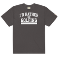 'I'D RATHER BE GOLFING' VARSITY + ICON + SMILEY GOLF on unisex t-shirts - Graphite