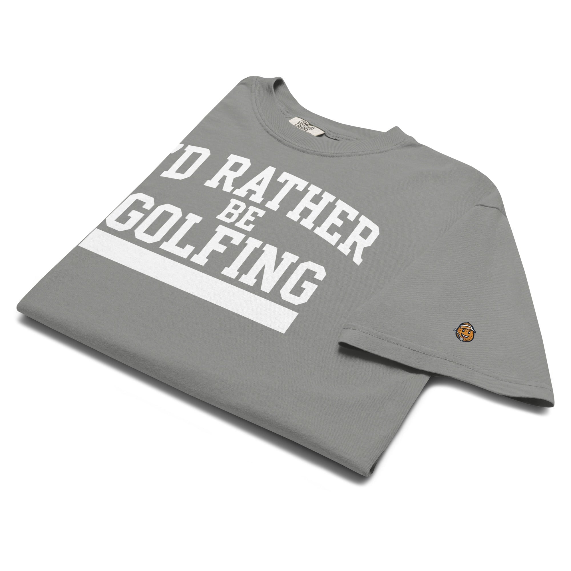 'I'D RATHER BE GOLFING' VARSITY + ICON + SMILEY GOLF on unisex t-shirts - Bay