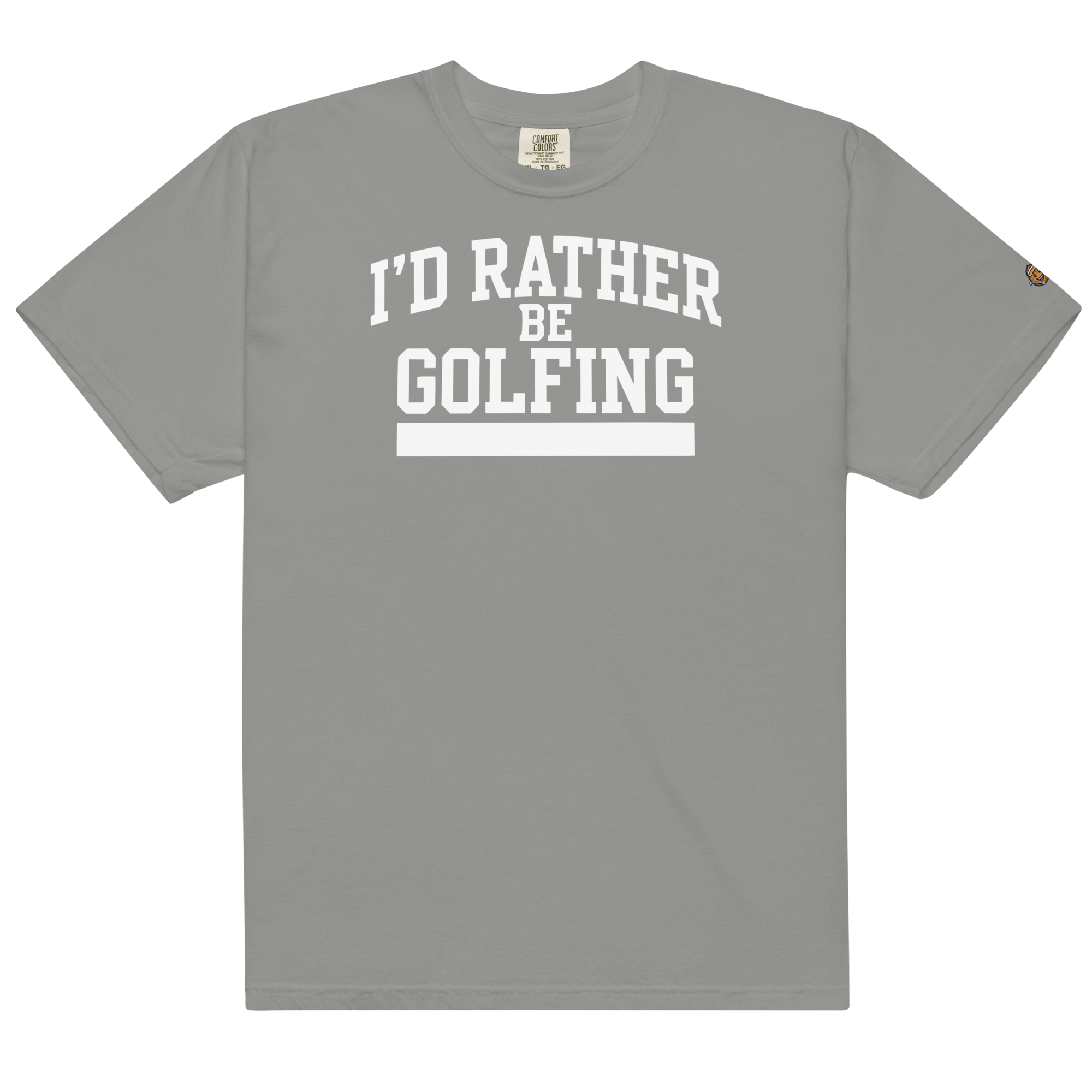 'I'D RATHER BE GOLFING' VARSITY + ICON + SMILEY GOLF on unisex t-shirts - Bay