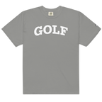 GOLF + ICON & WHITE RECTANGLE LABEL on heavyweight t-shirt