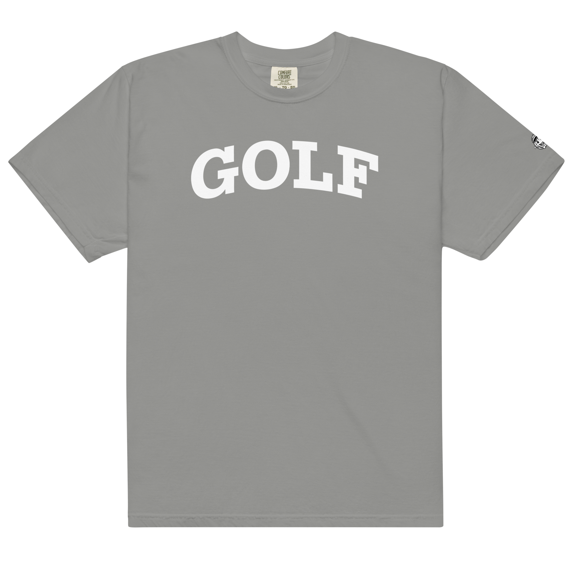 GOLF + ICON & WHITE RECTANGLE LABEL on heavyweight t-shirt