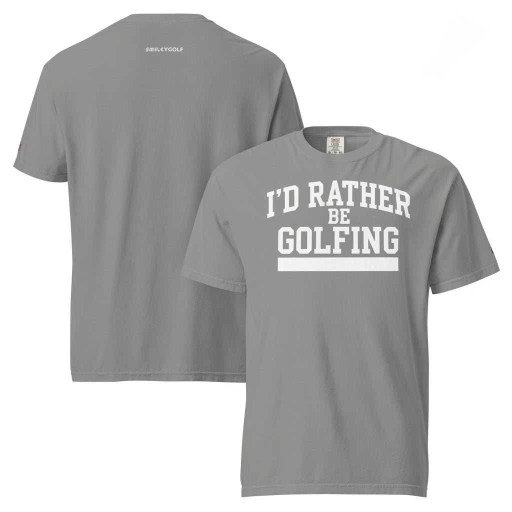 I'D RATHER BE GOLFING - VARSITY unisex garment-dyed heavyweight t-shirt