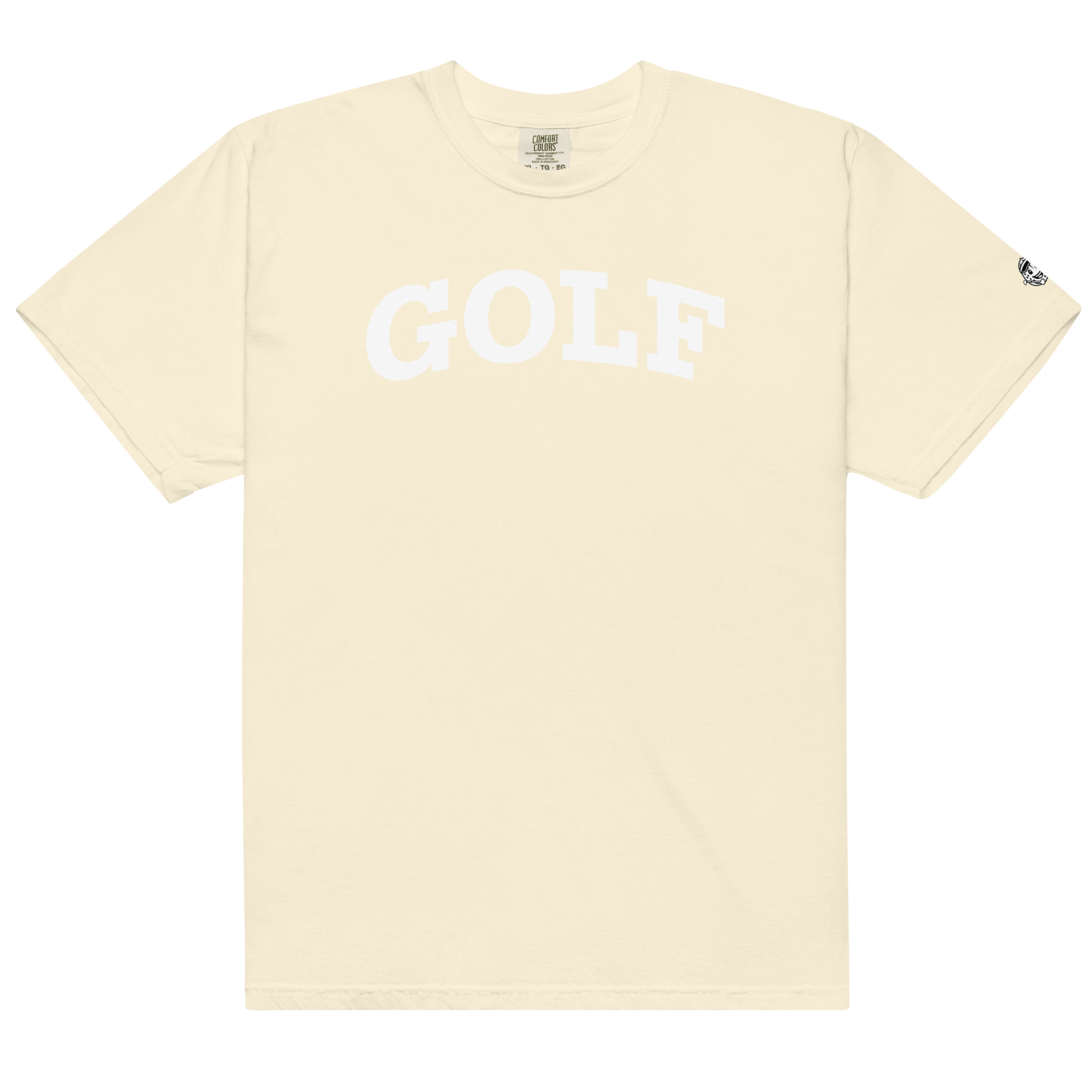 GOLF + ICON & WHITE RECTANGLE LABEL on heavyweight t-shirt
