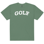 GOLF + ICON & WHITE RECTANGLE LABEL on heavyweight t-shirt
