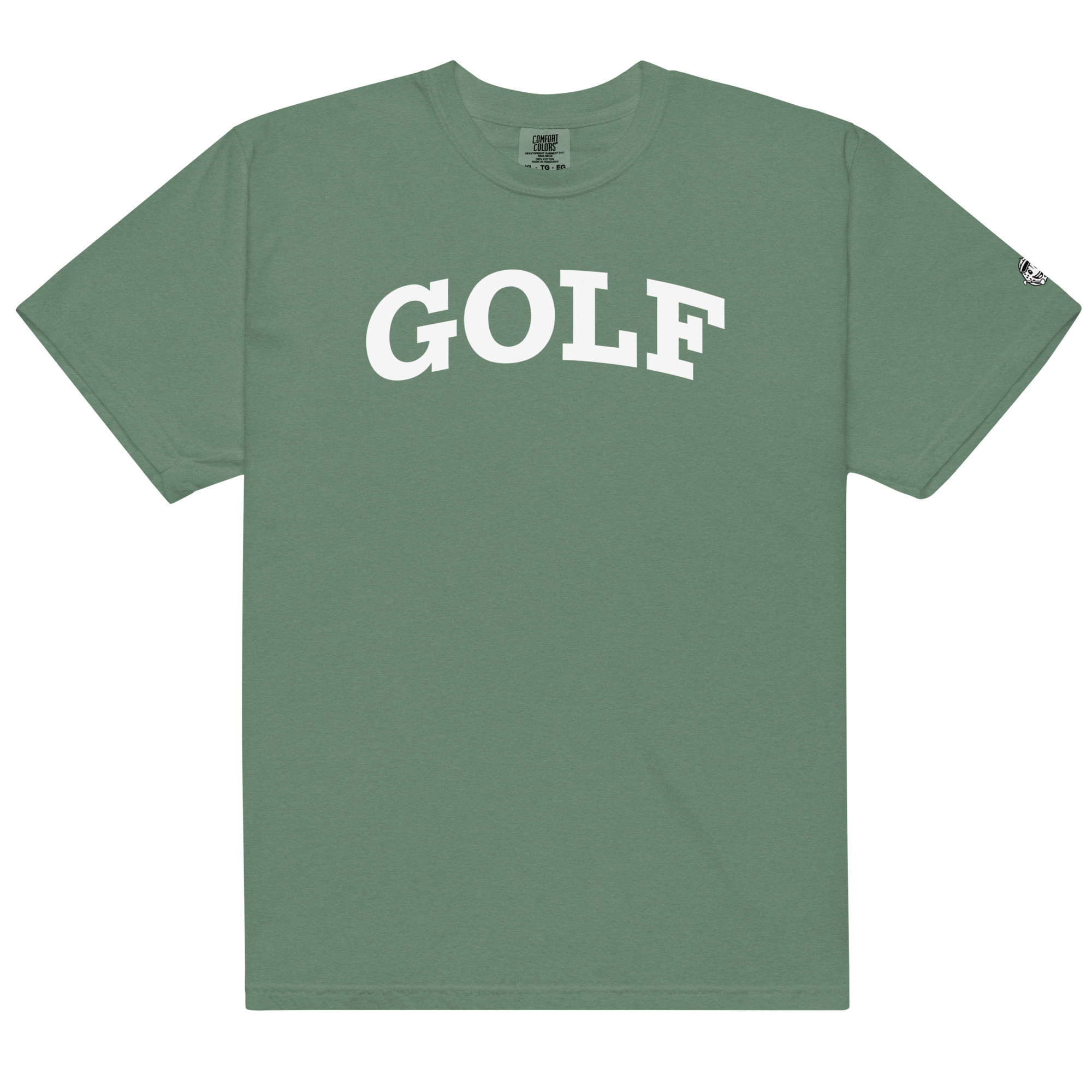 GOLF + ICON & WHITE RECTANGLE LABEL on heavyweight t-shirt