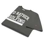'I'D RATHER BE GOLFING' VARSITY + ICON + SMILEY GOLF on unisex t-shirts - True Navy