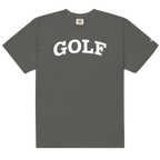 GOLF + ICON & WHITE RECTANGLE LABEL on heavyweight t-shirt
