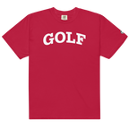 GOLF + ICON & WHITE RECTANGLE LABEL on heavyweight t-shirt