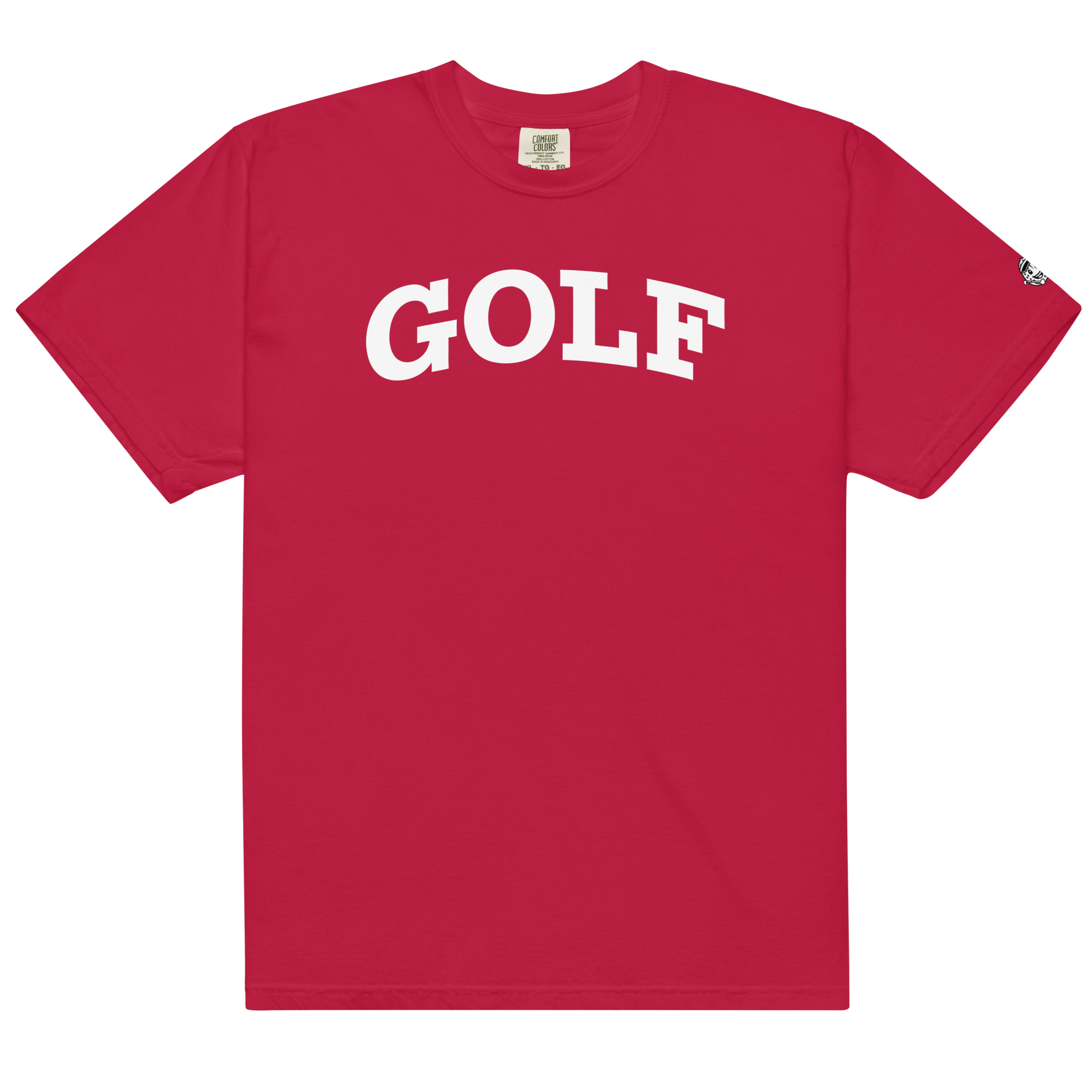 GOLF + ICON & WHITE RECTANGLE LABEL on heavyweight t-shirt
