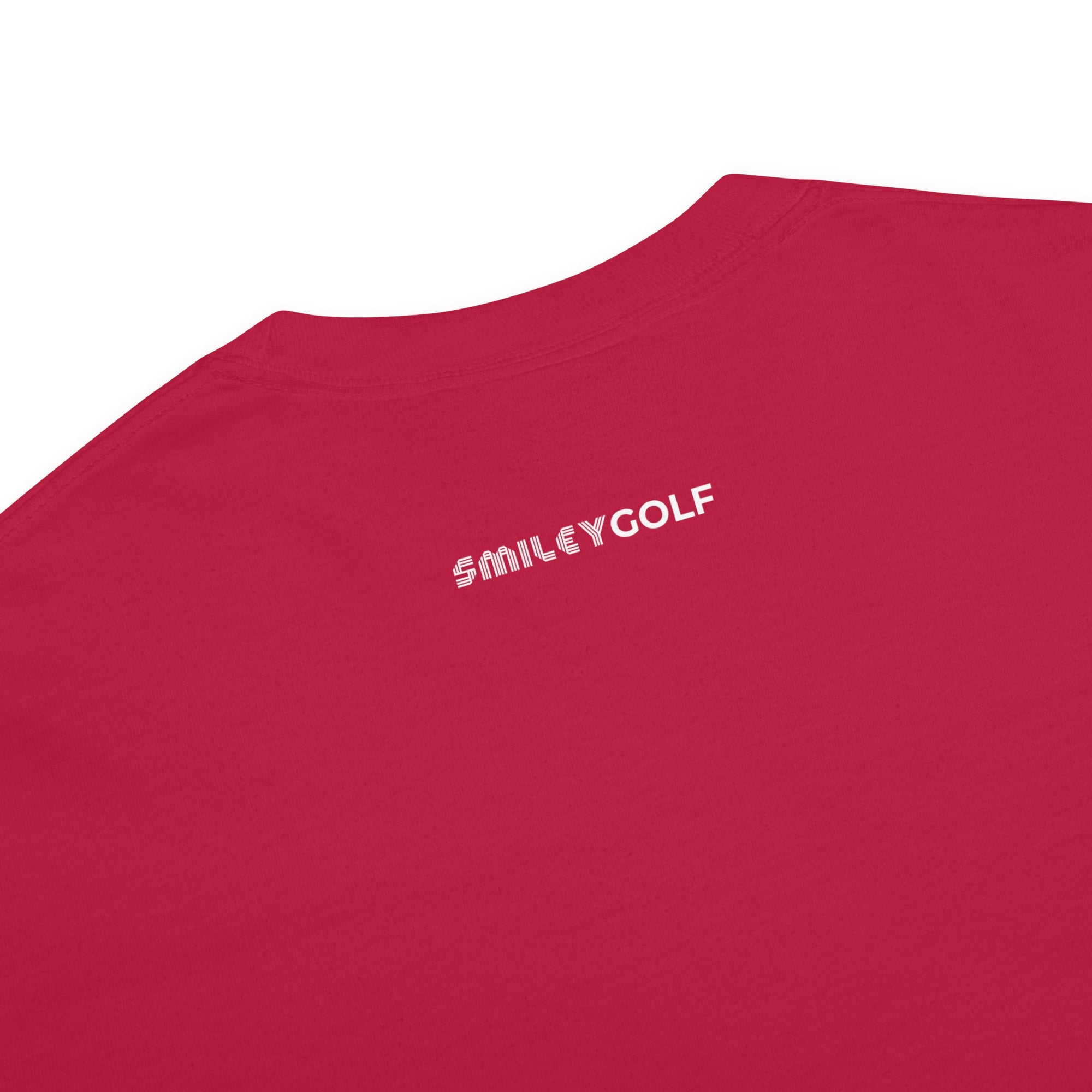 'I'D RATHER BE GOLFING' VARSITY + ICON + SMILEY GOLF on unisex t-shirts - Red