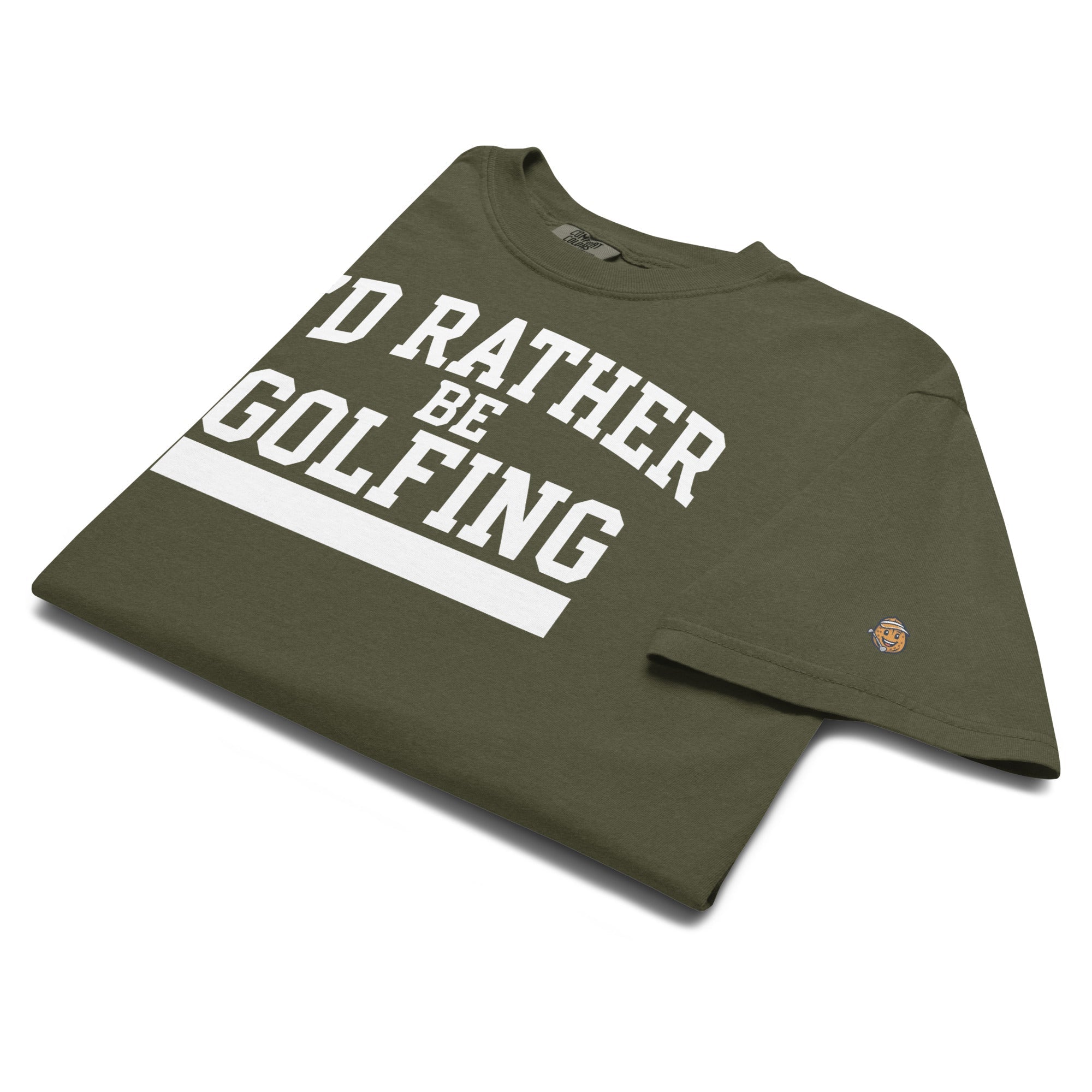 'I'D RATHER BE GOLFING' VARSITY + ICON + SMILEY GOLF on unisex t-shirts - Pepper