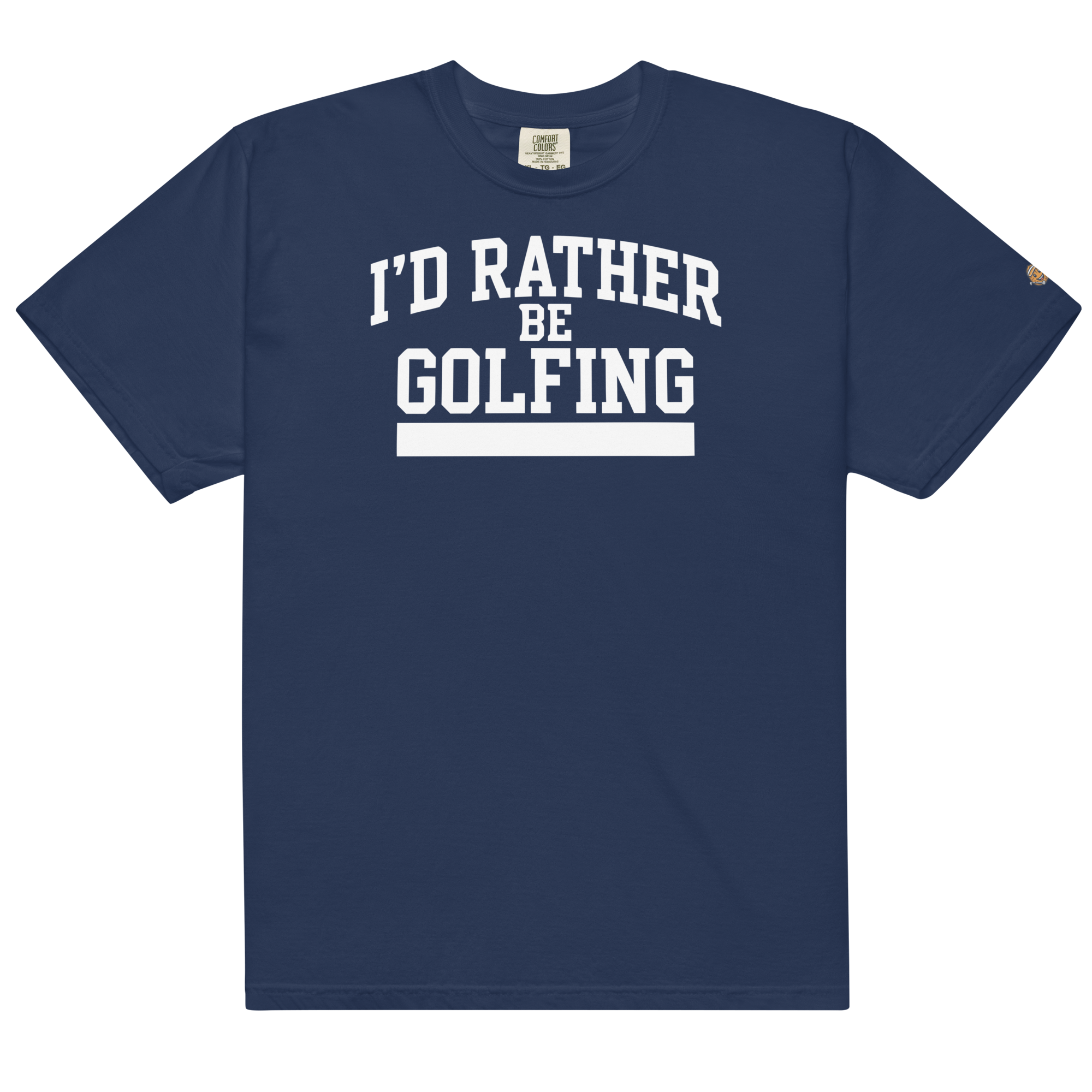 'I'D RATHER BE GOLFING' VARSITY + ICON + SMILEY GOLF on unisex t-shirts - Graphite