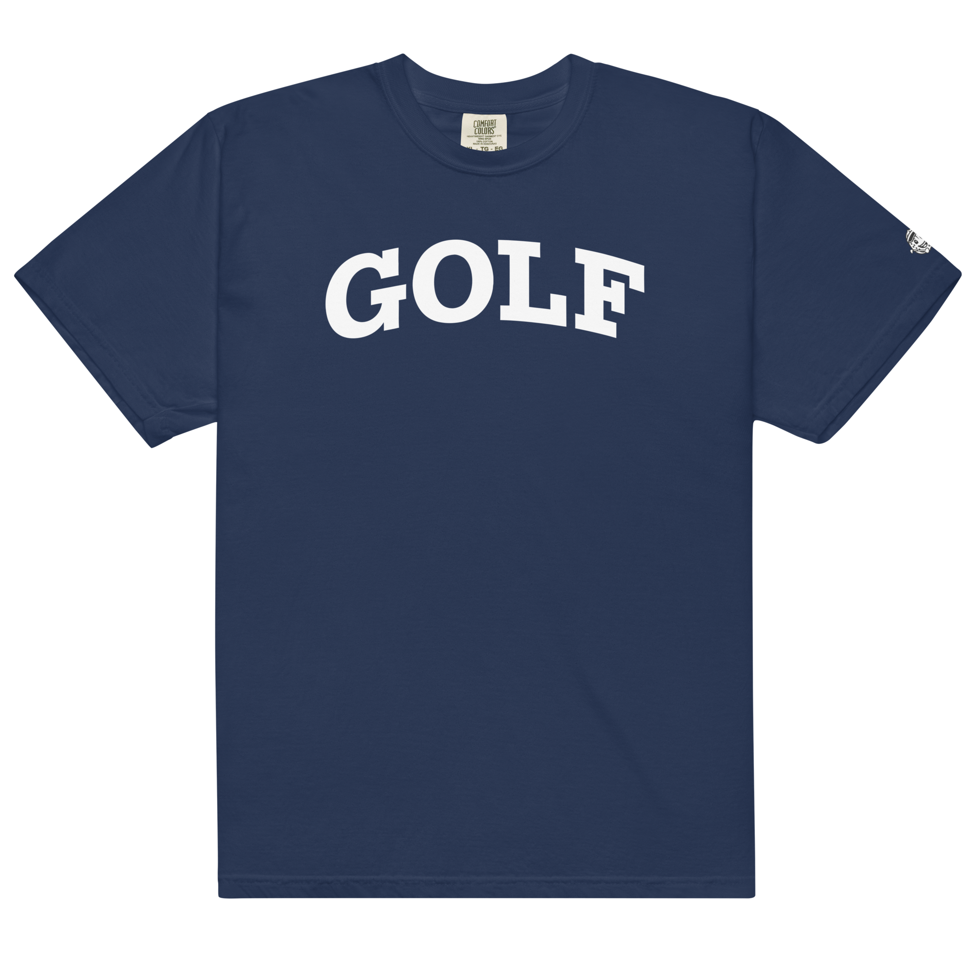 GOLF + ICON & WHITE RECTANGLE LABEL on heavyweight t-shirt